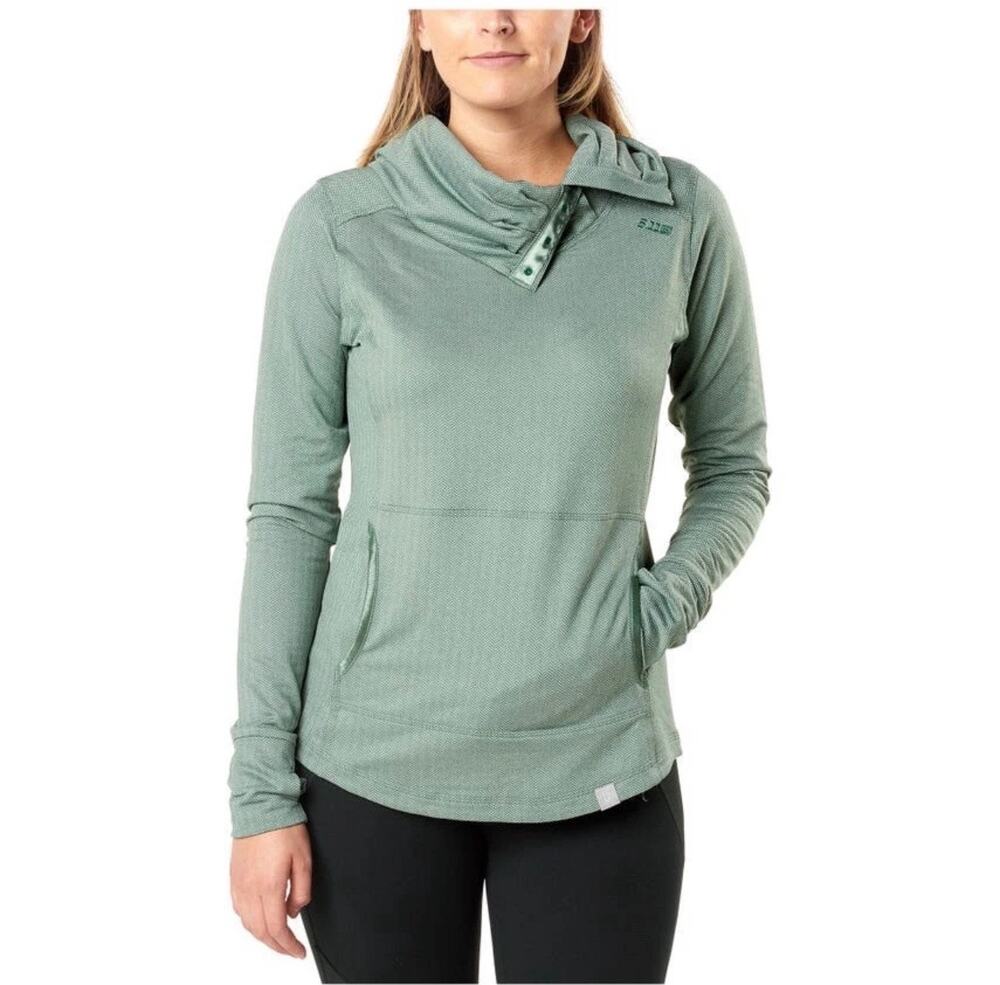 5.11 Tactical Aphrodite Cowl Neck Pullver Womens Large Sage Green Herringbone